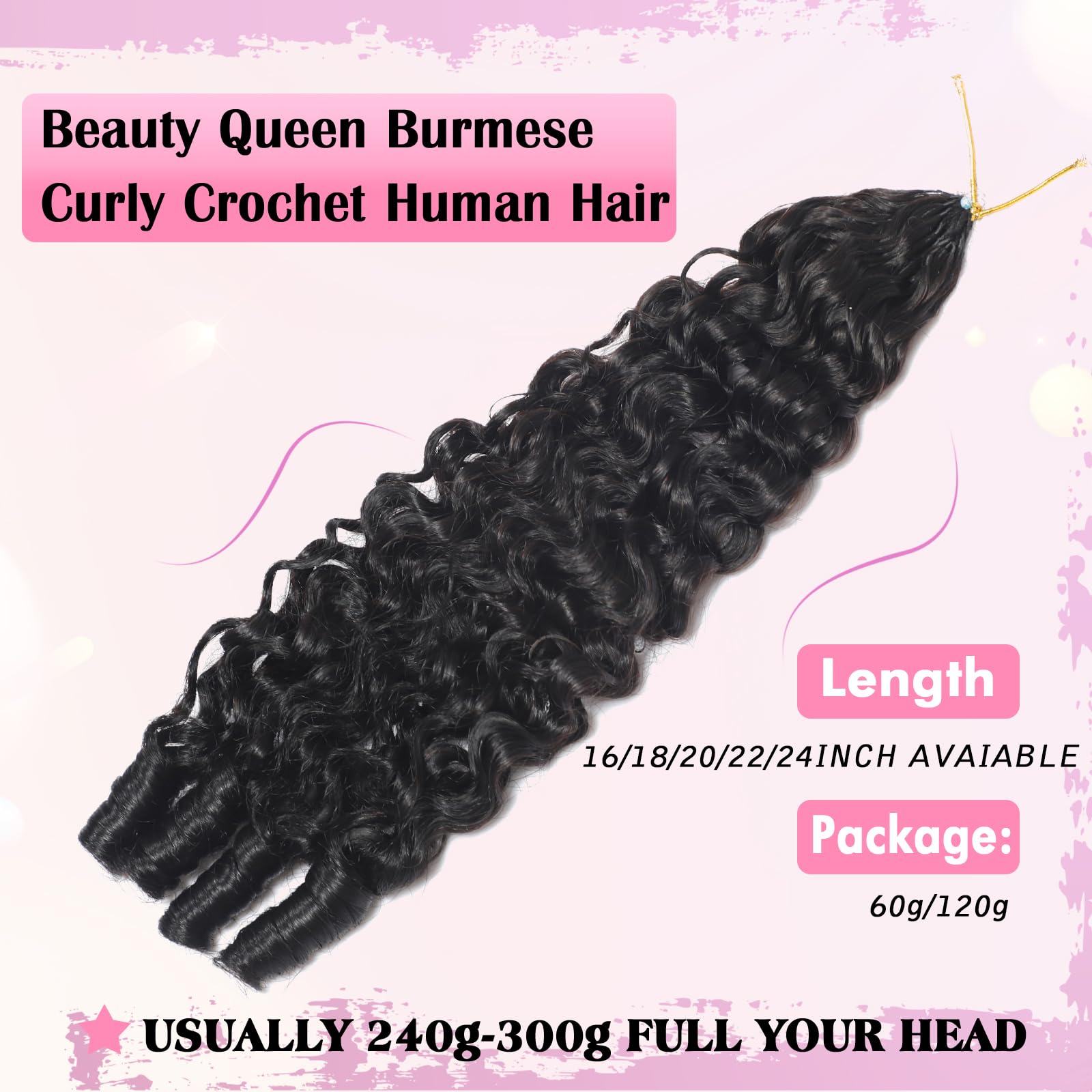 Detailed view of the 120g Remy hair bundle thickness and quality