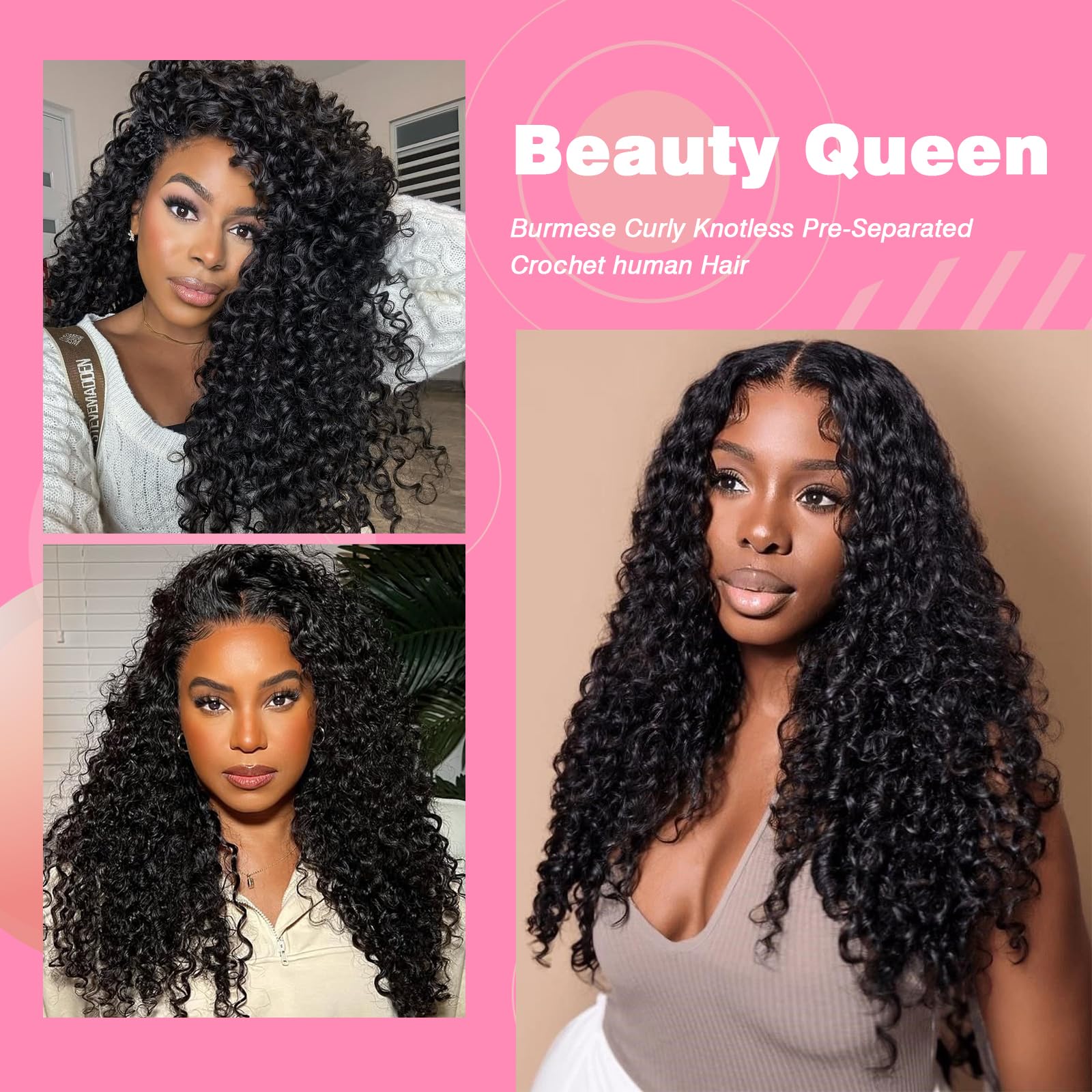 Authentic USA imported curly crochet extensions showcasing natural black shade