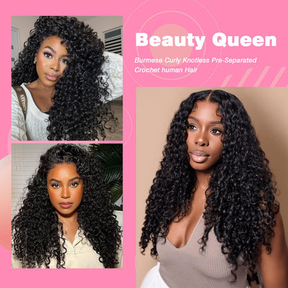 Authentic USA imported curly crochet extensions showcasing natural black shade