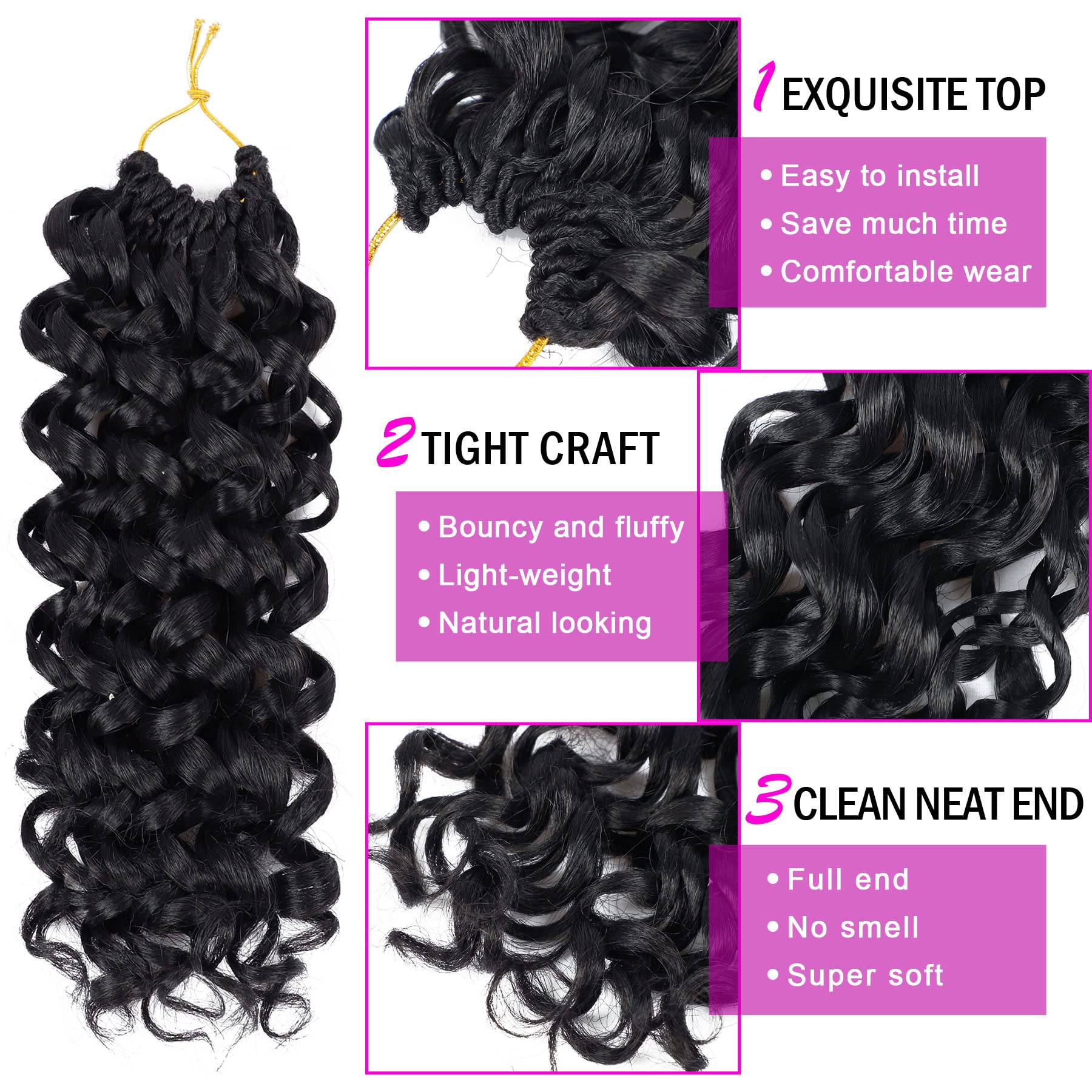 Model showing a completed protective hairstyle using EERYA GoGo Curl water wave synthetic hair.