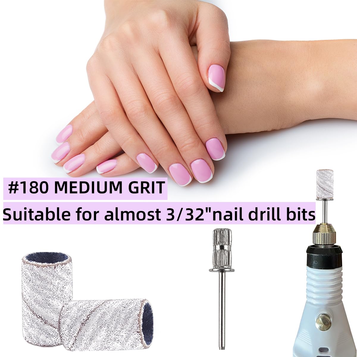 100 piece nail art sanding bands in plastic organizer