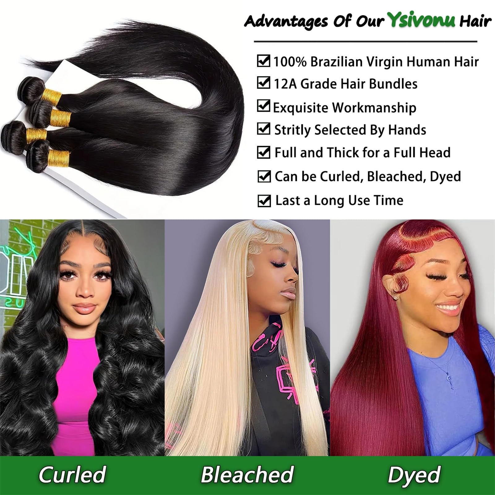 Thick and glossy straight hair wefts showcasing healthy ends and cuticle alignment