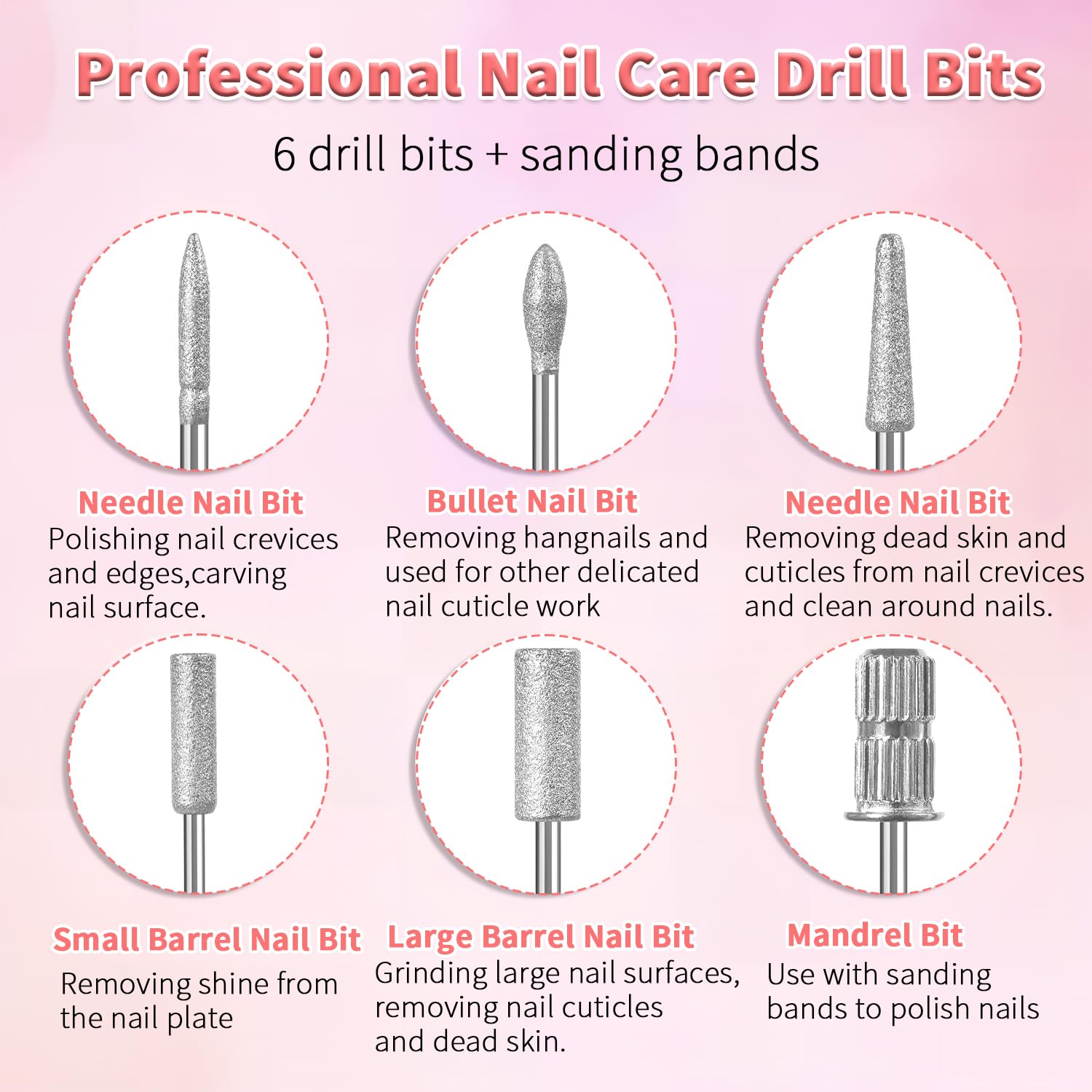 Close up of 3/32 inch shank diamond nail drill bits