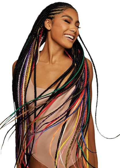 Outre synthetic braiding hair multi pack display highlighting the pre-layered bundle tips