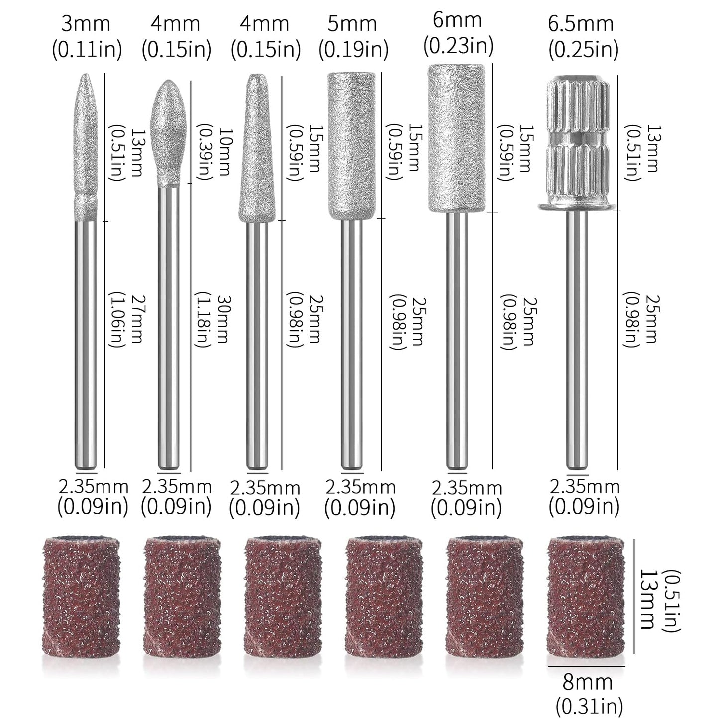 Professional nail technician drill bits set for acrylics