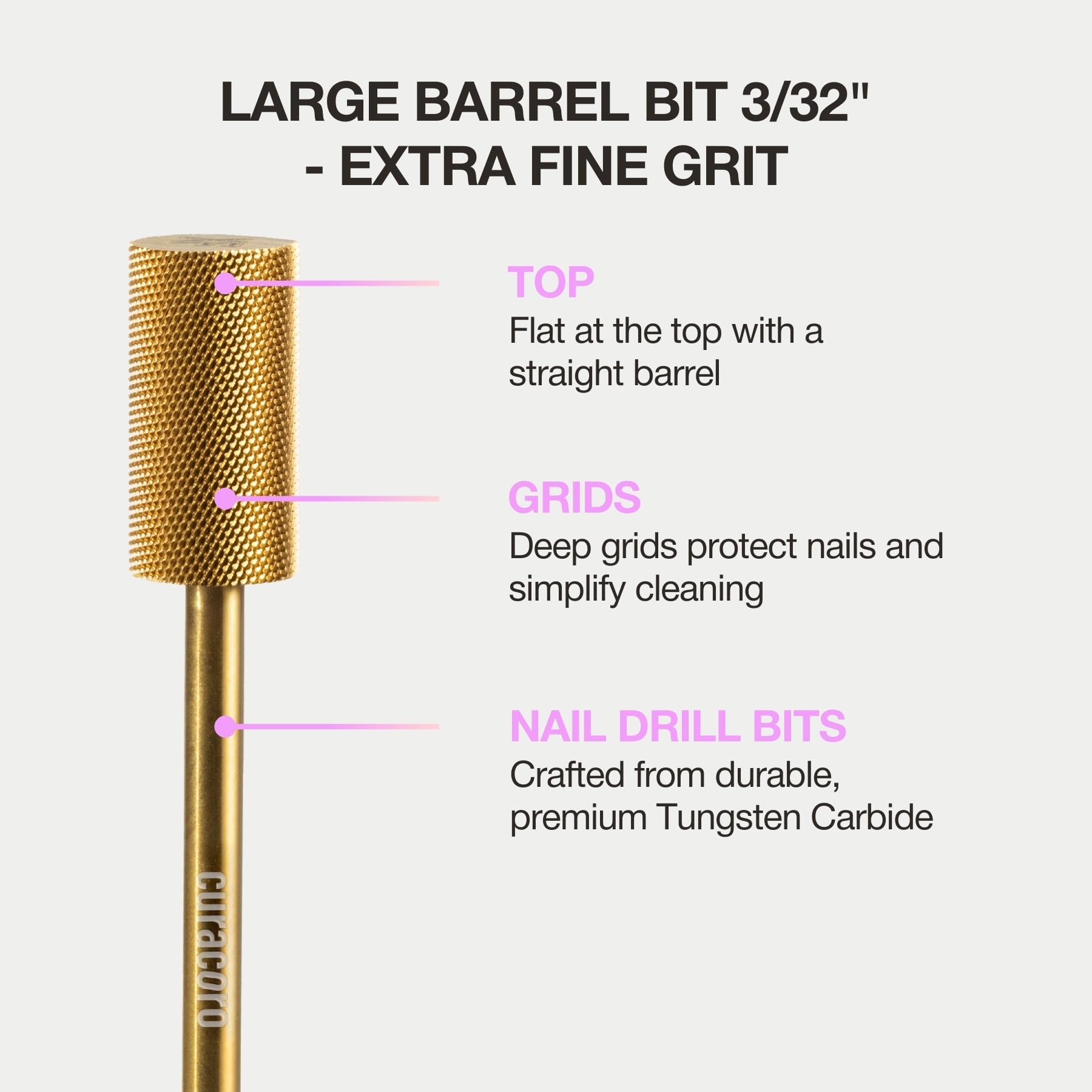 Professional carbide nail bit for high shine manicure