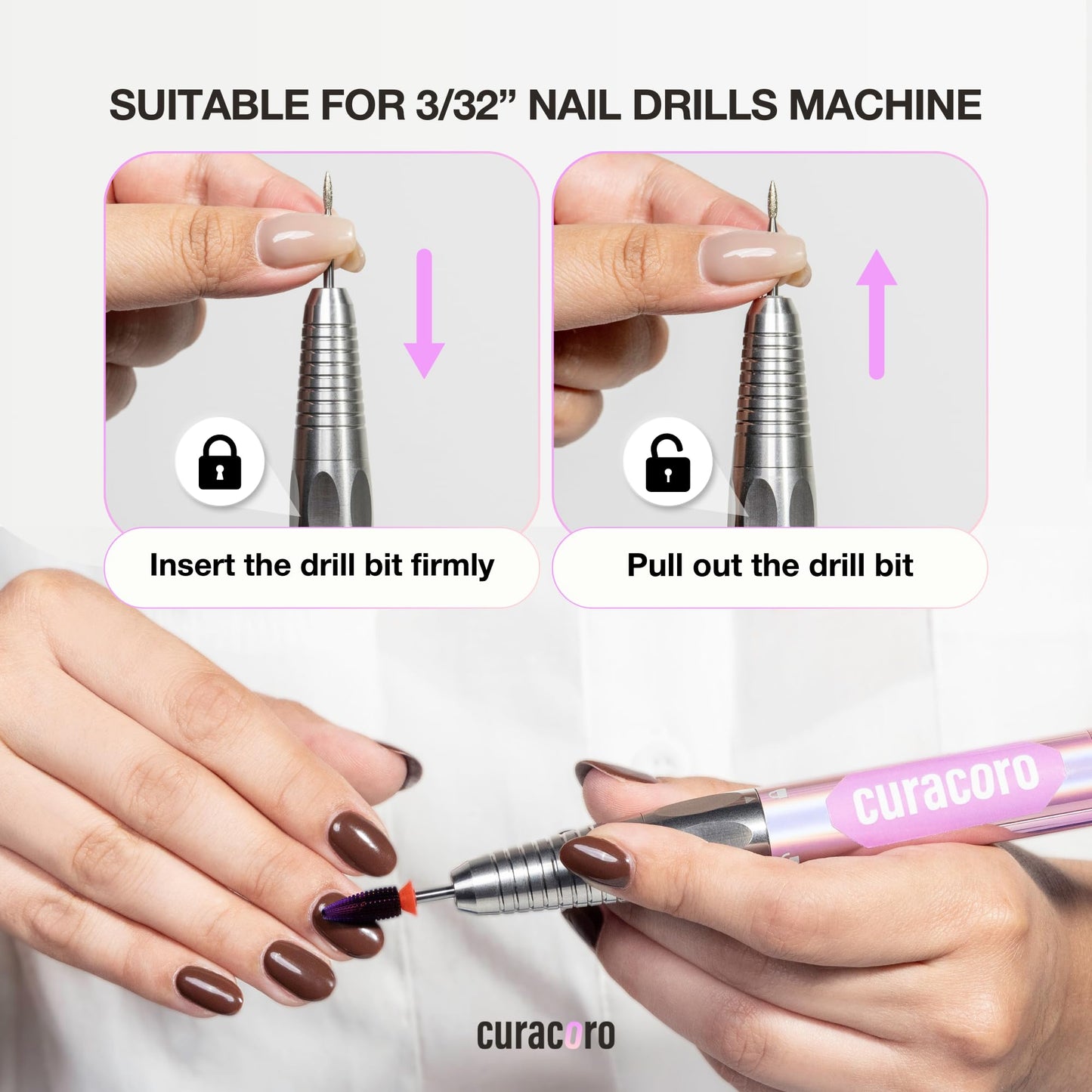 Extra fine grit carbide bit for refining acrylic nail enhancements
