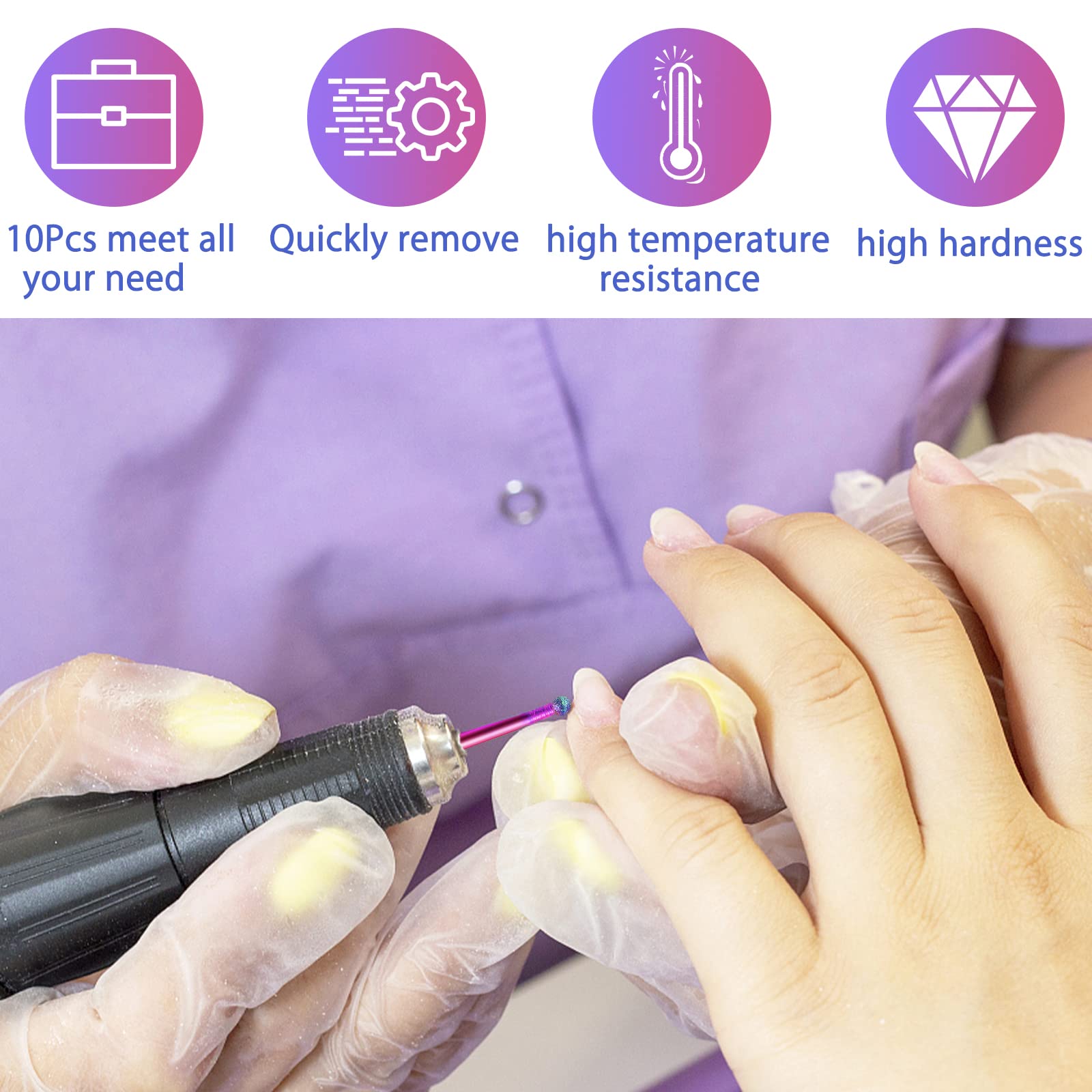 BQAN 3/32 inch standard shank nail tool bit being inserted into an electric manicure file machine handpiece