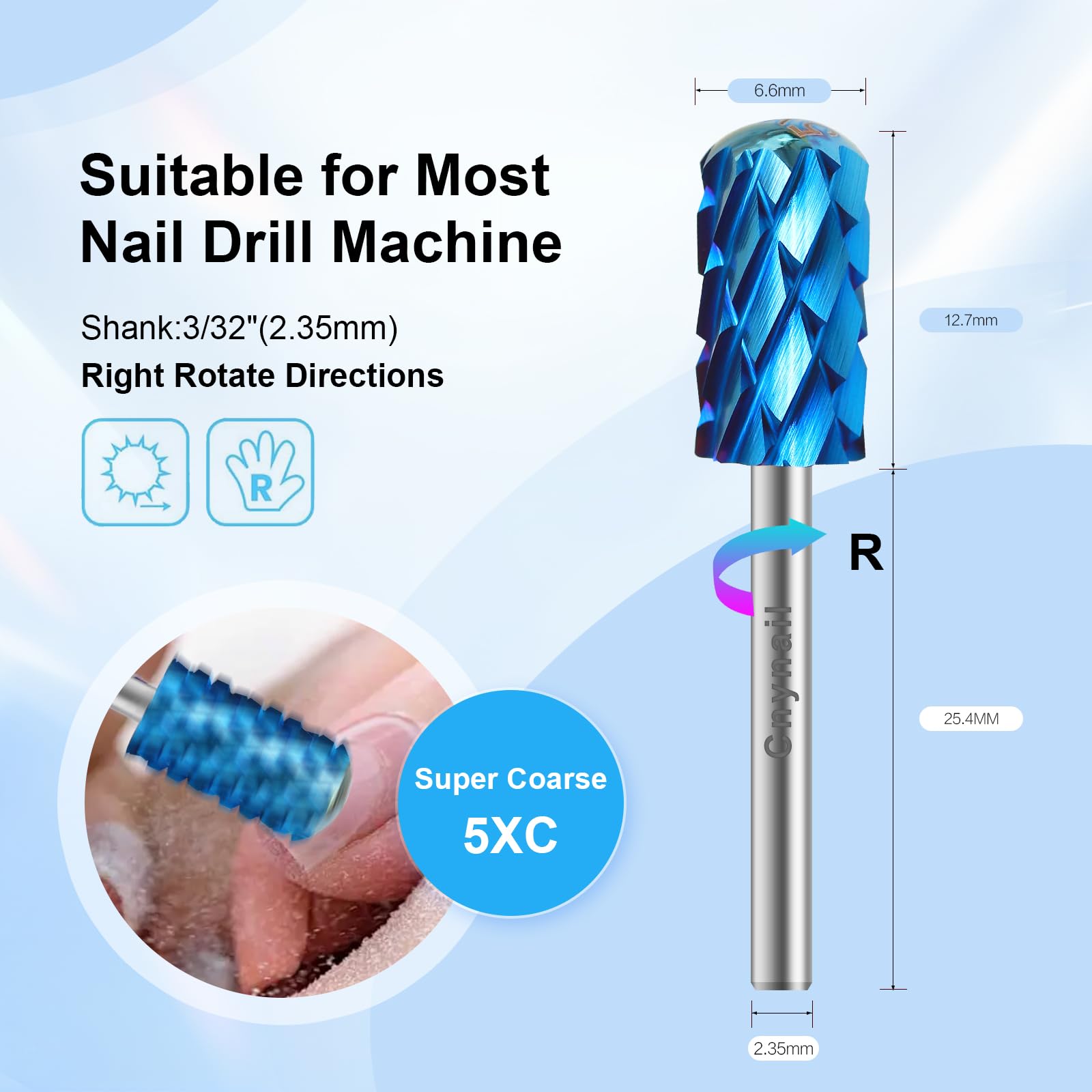 Close up of Cnynail 5XC grit blue tungsten carbide bit