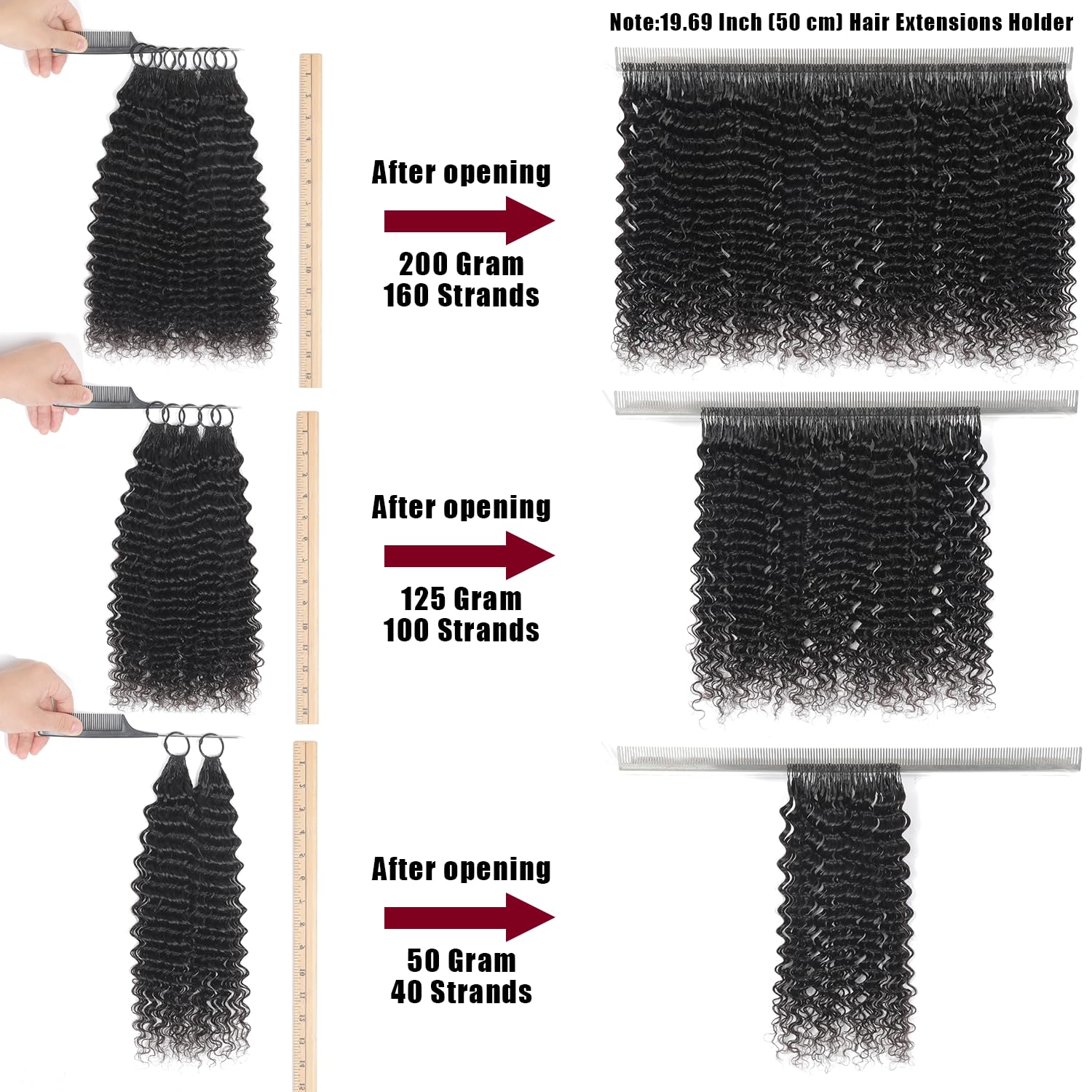 Eighteen inch natural black feather crochet extensions close up details