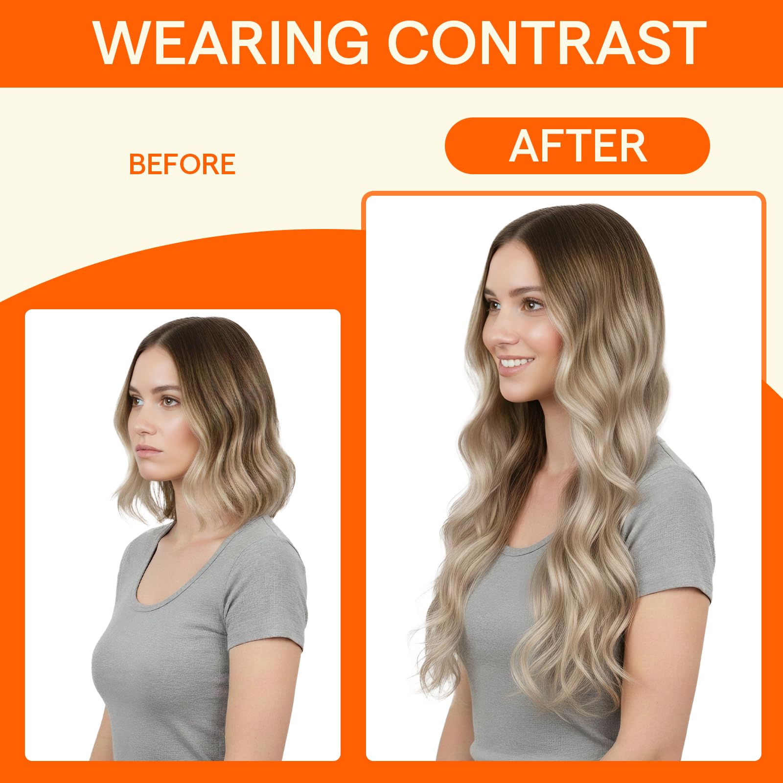 Texture detail of the silky straight Remy human hair bridal extensions.