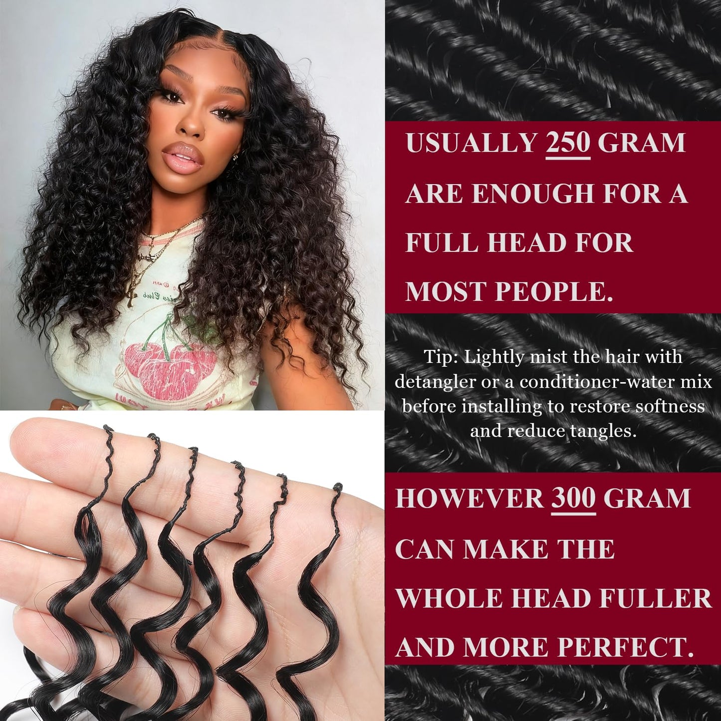 Pre separated human hair crochet strands for invisible miracle knots styling