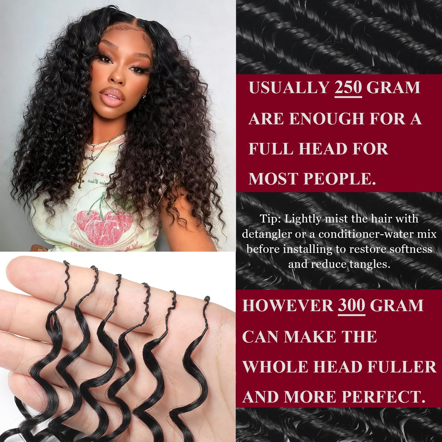 Pre separated human hair crochet strands for invisible miracle knots styling