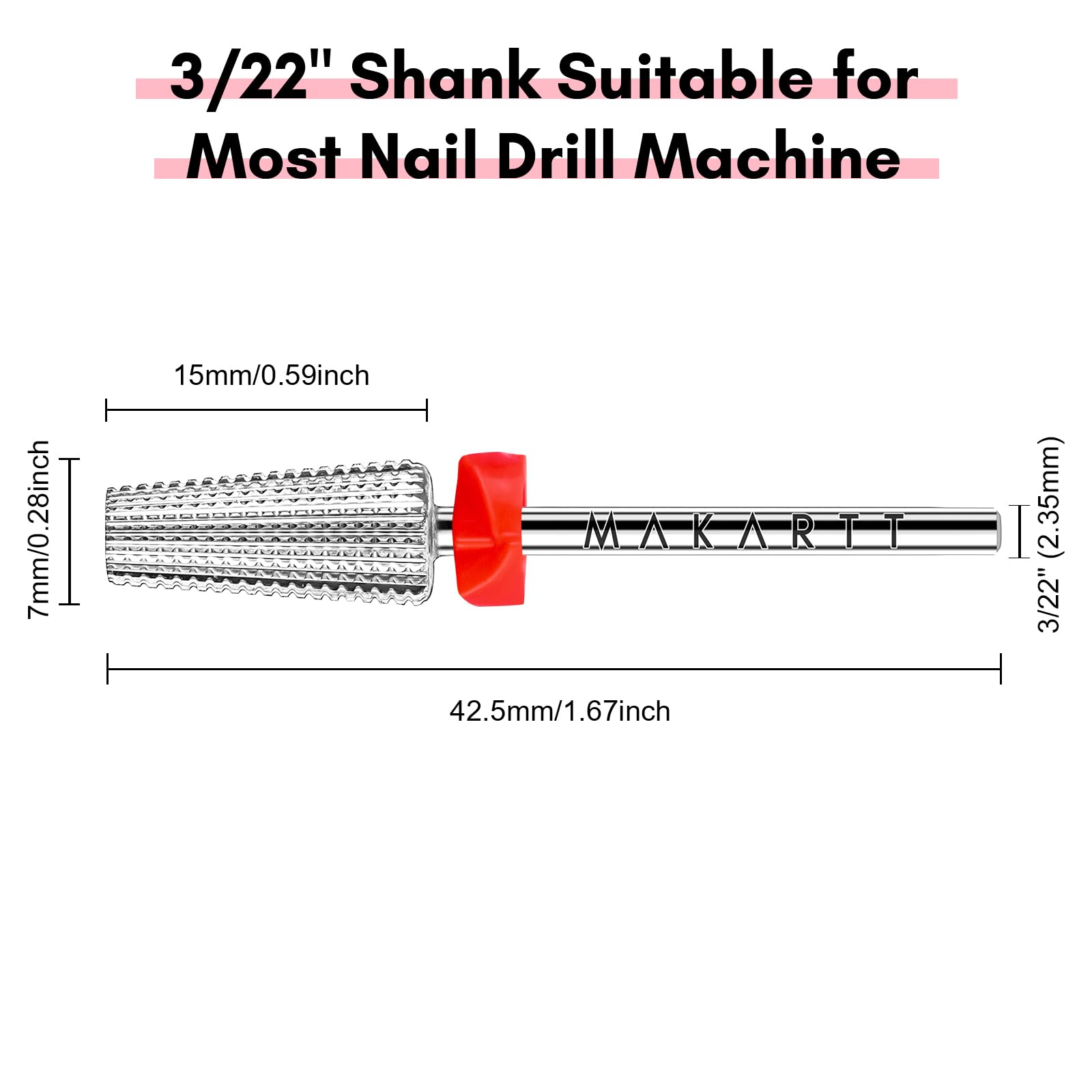Tapered tungsten carbide bit for gel polish removal