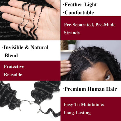 Knotless feather crochet human hair installation guide visual demonstration