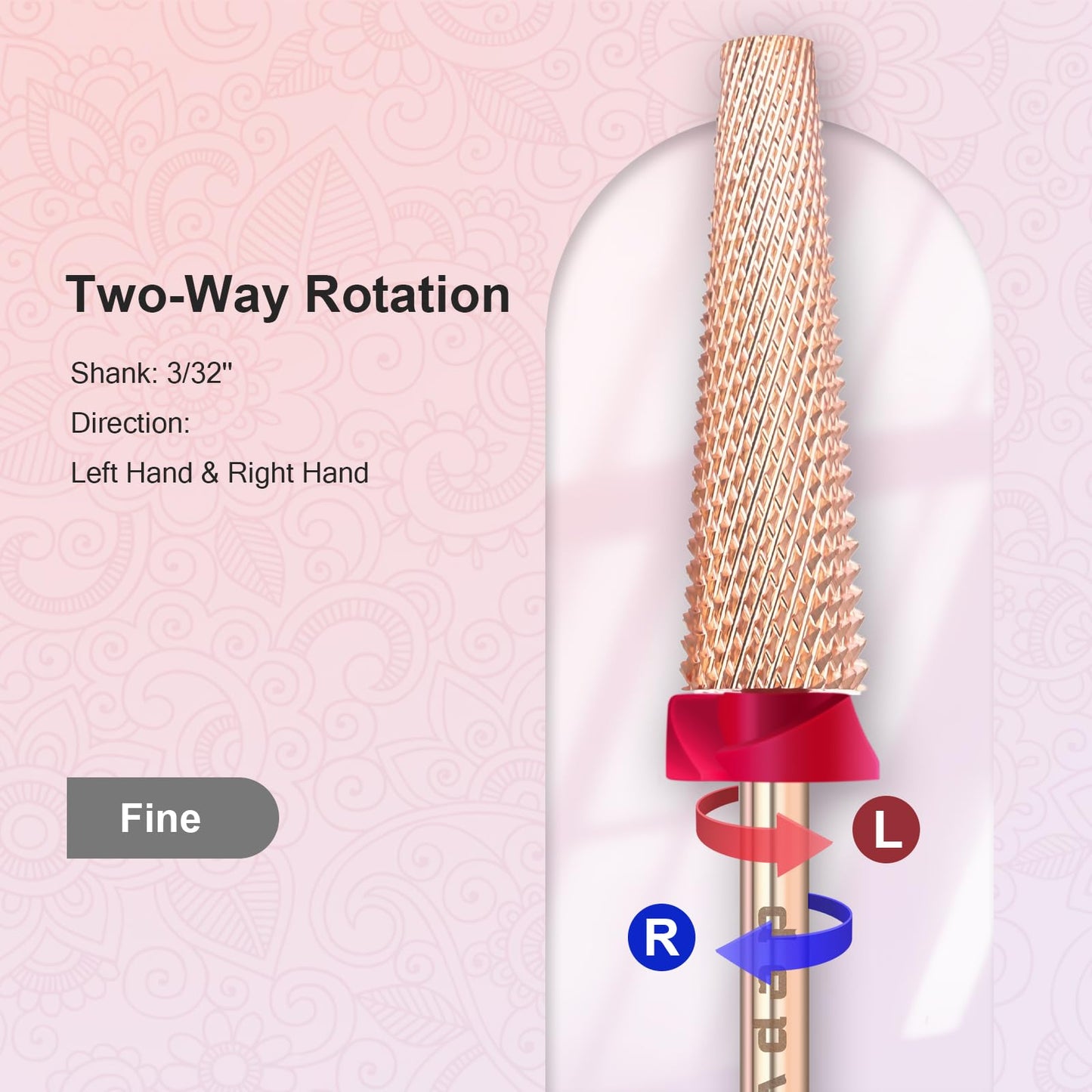 Depvko two way rotation carbide bit suitable for left handed and right handed manicurists