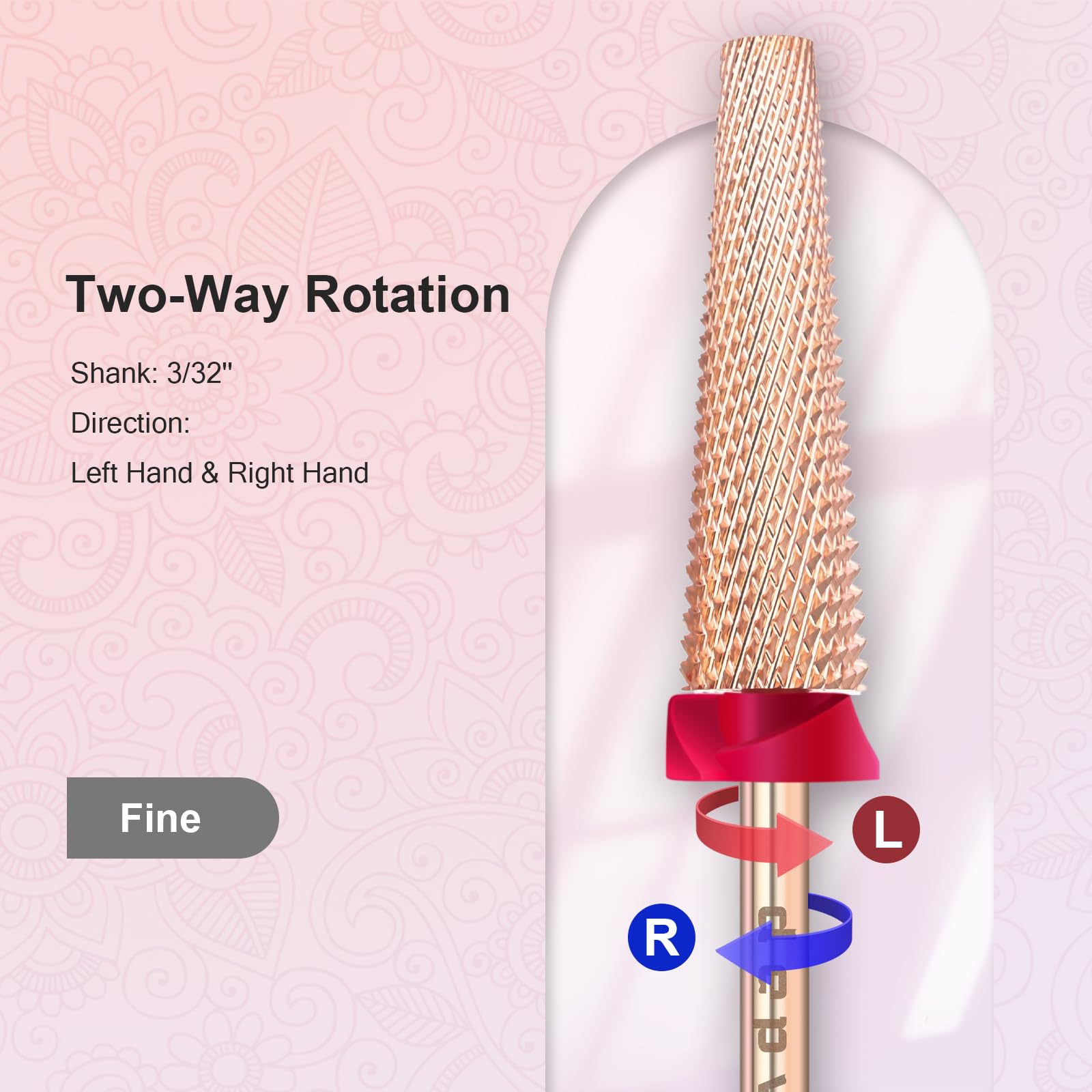 Depvko two way rotation carbide bit suitable for left handed and right handed manicurists