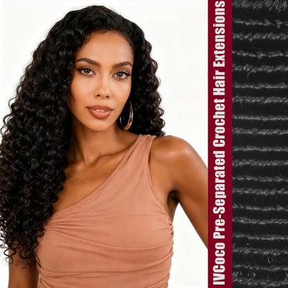 Soft and lightweight deep wave hair extensions in natural black shade