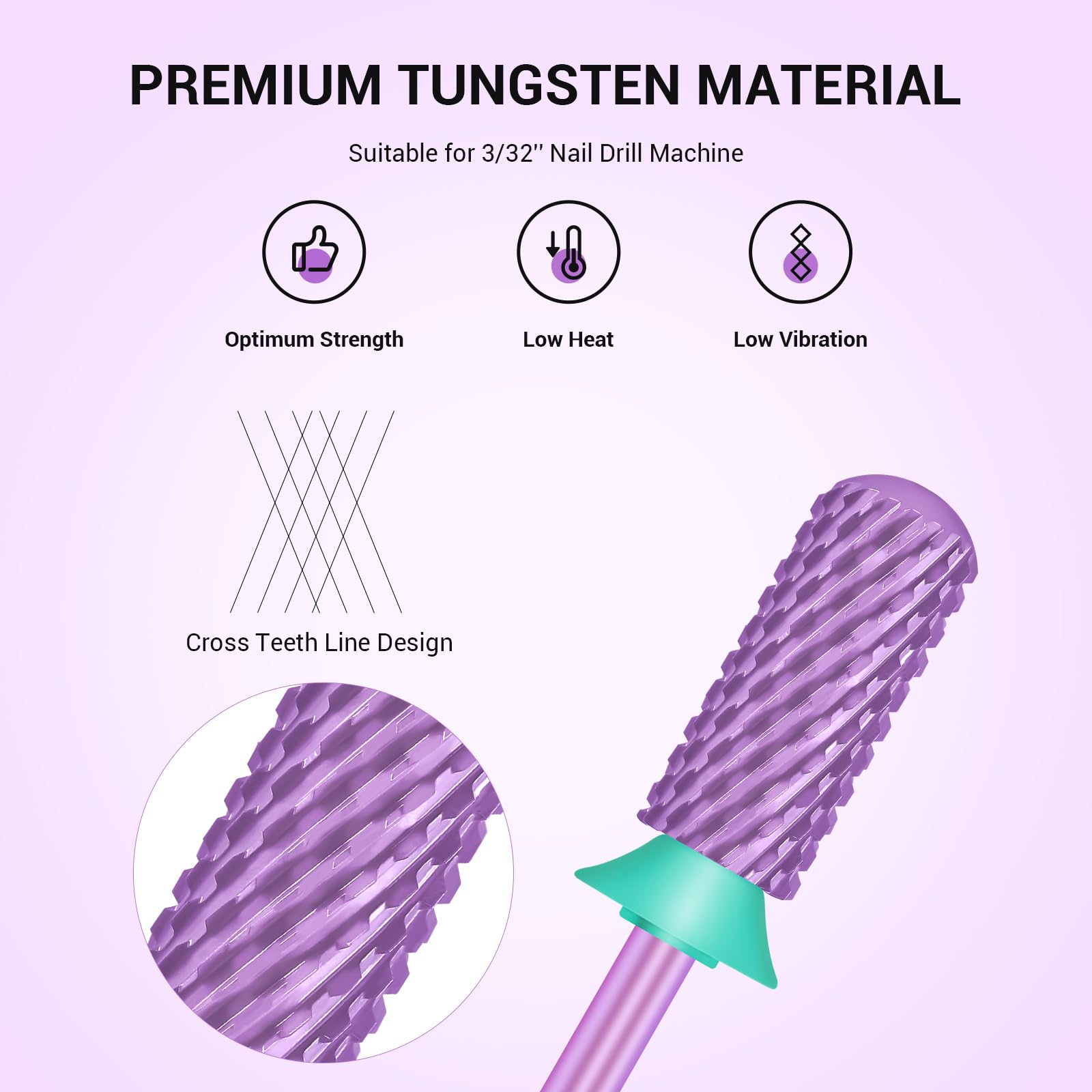 Purple carbide nail drill bit small barrel detail
