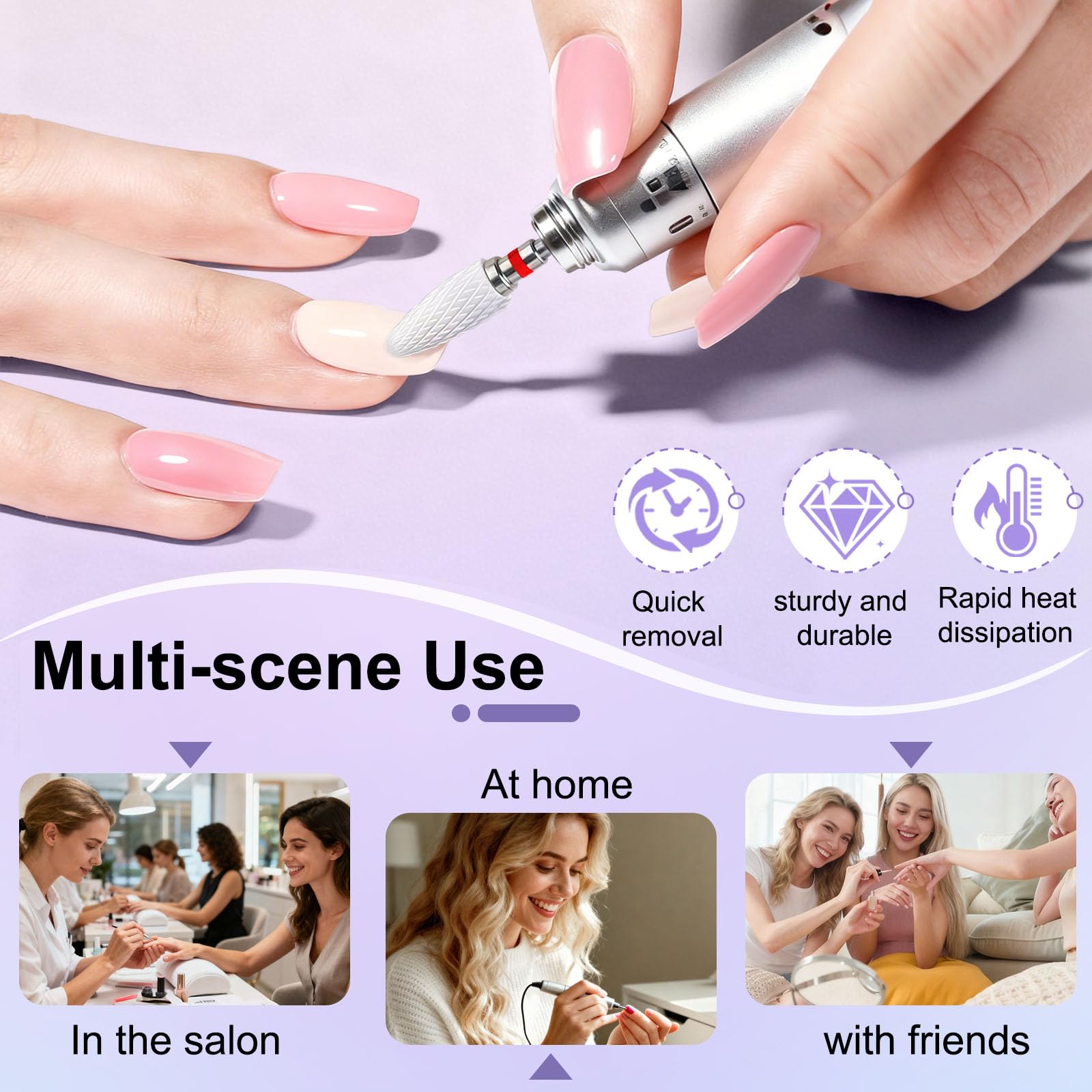 White ceramic nail file bit three thirty second inch shank
