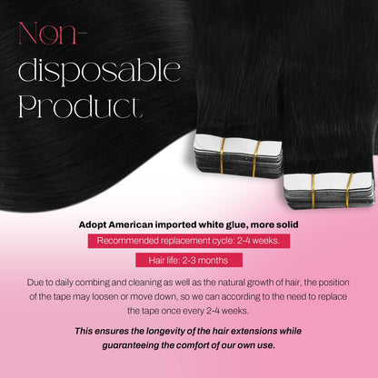 Invisible PU tape tabs on Moresoo human hair extensions showing seamless design