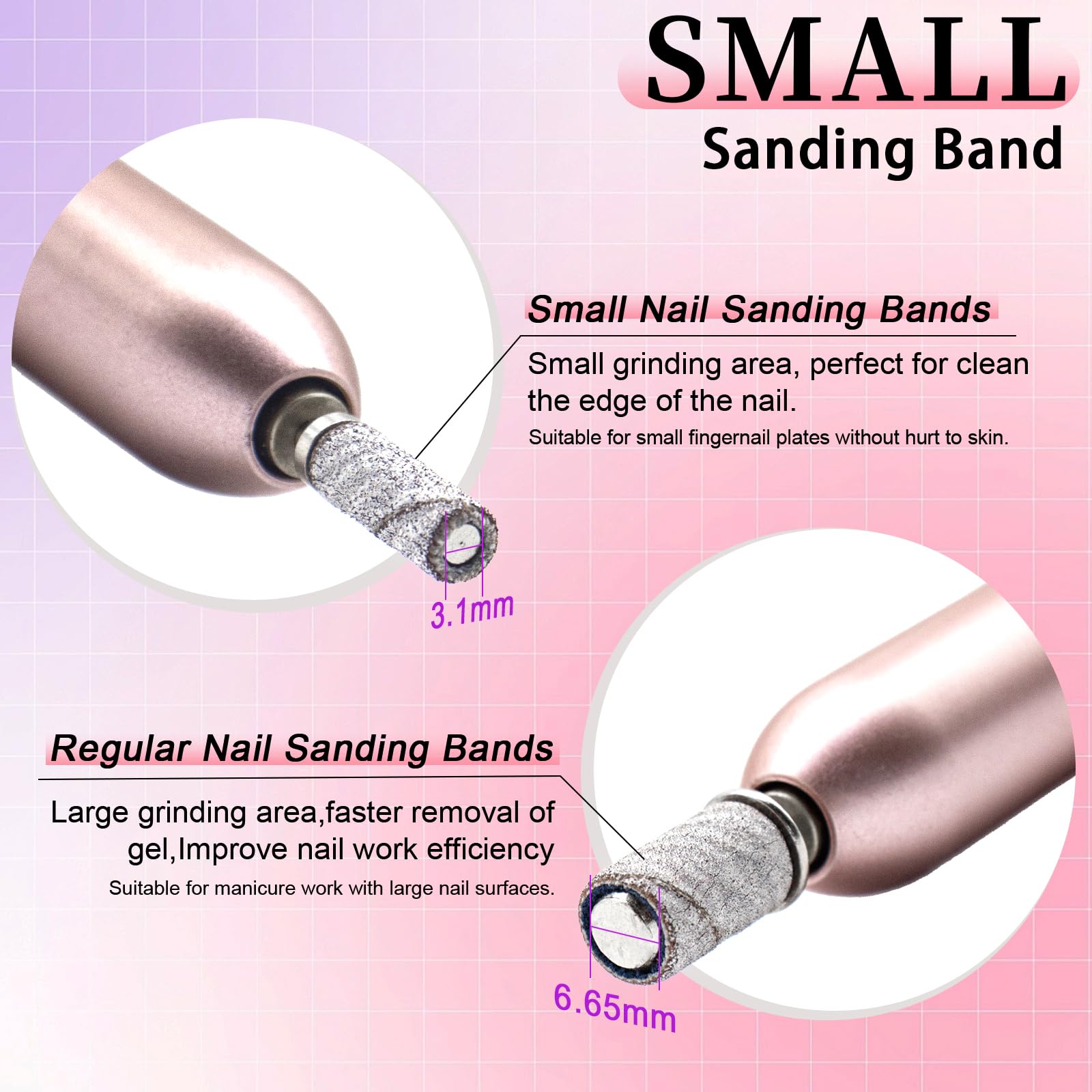 Close up of Meteorock white sanding bands and mandrel bits