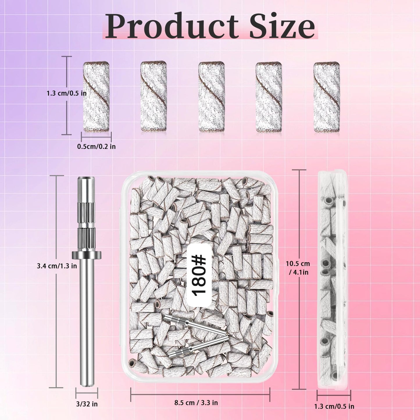 Meteorock nail drill sanding bands in clear storage case