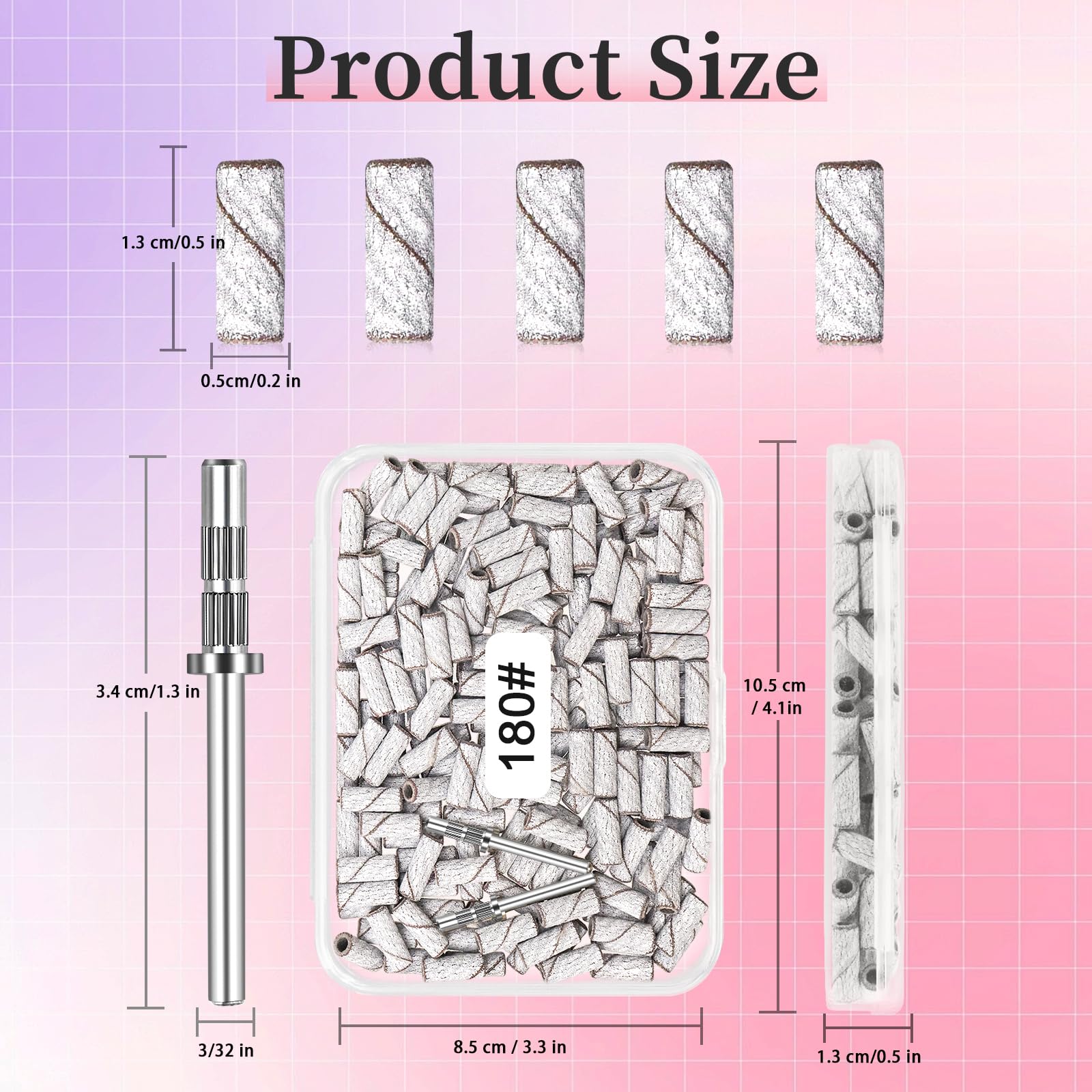 Meteorock nail drill sanding bands in clear storage case