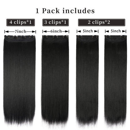 Back view of natural black hair extensions blending with straight hair