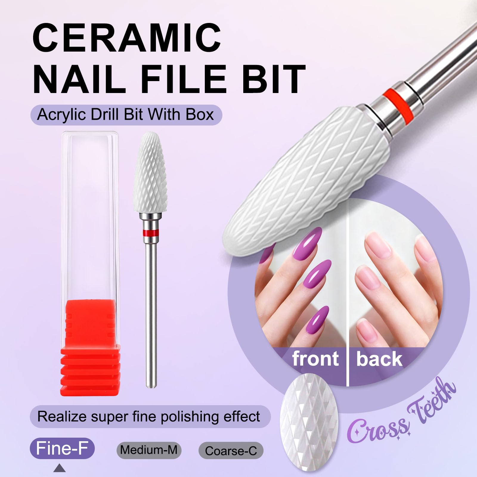 Low heat premium ceramic nail art filing tool close up