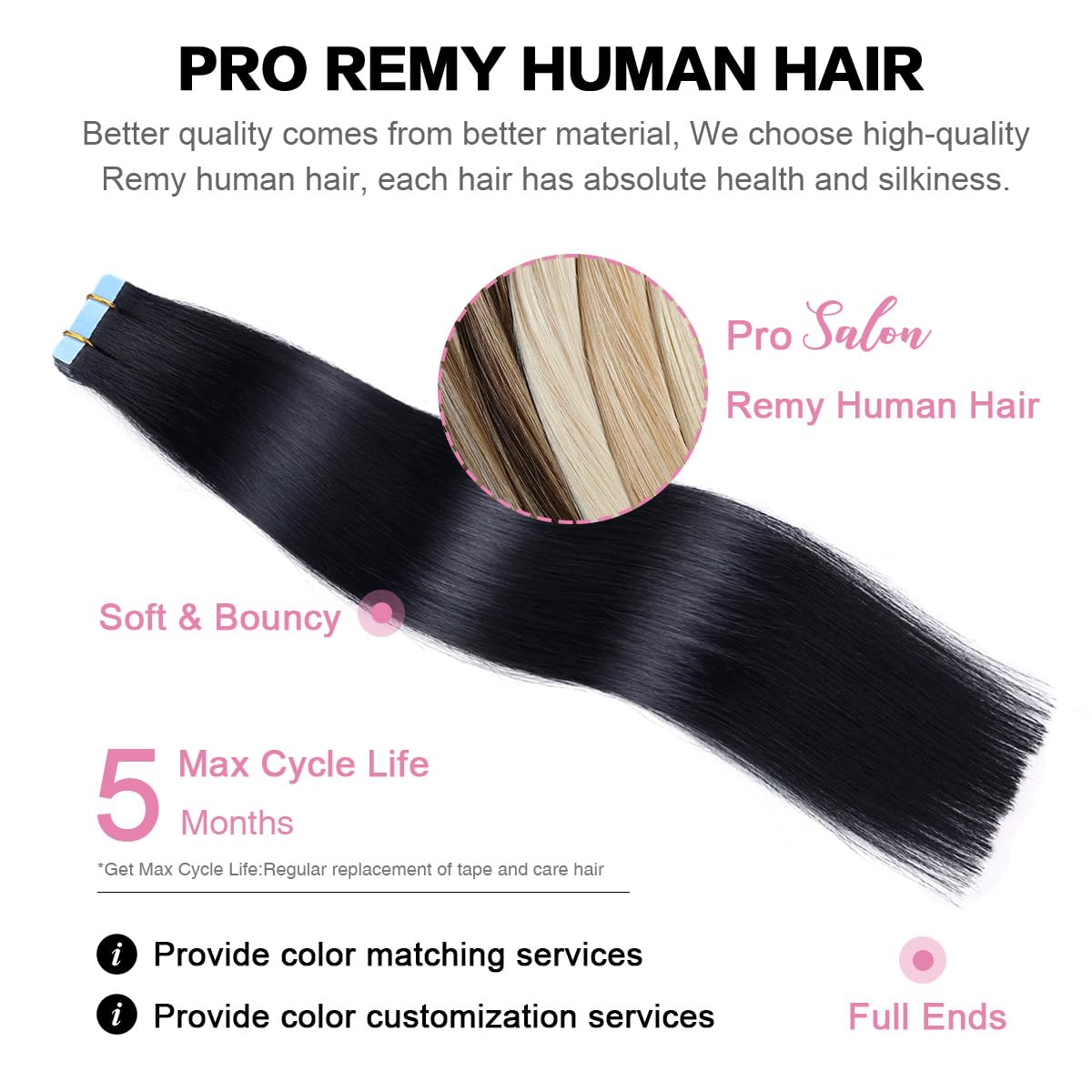 Side profile view of premium SUYYA tape in hair extensions showing thickness