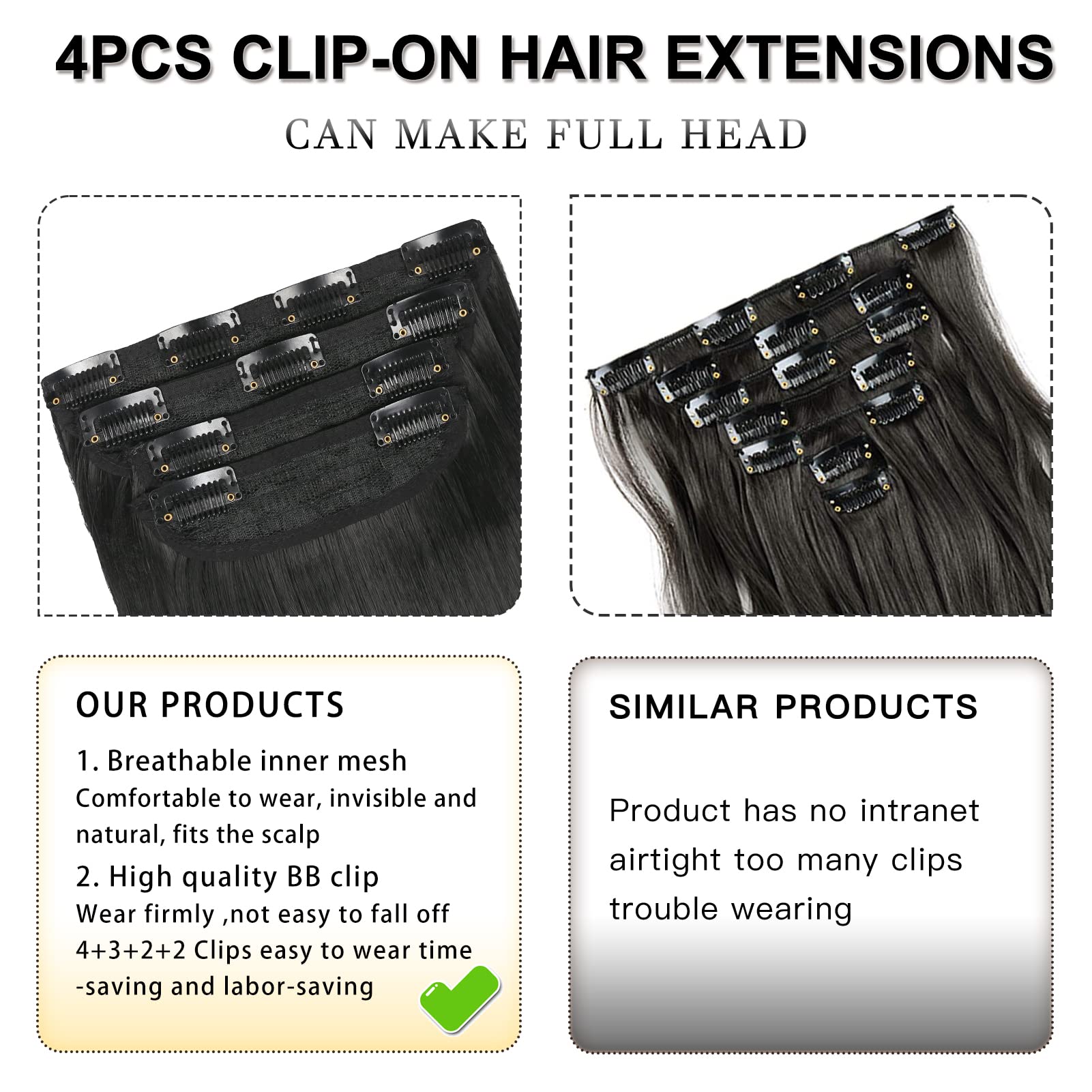 Sleek long black hair extensions for women and girls daily wear
