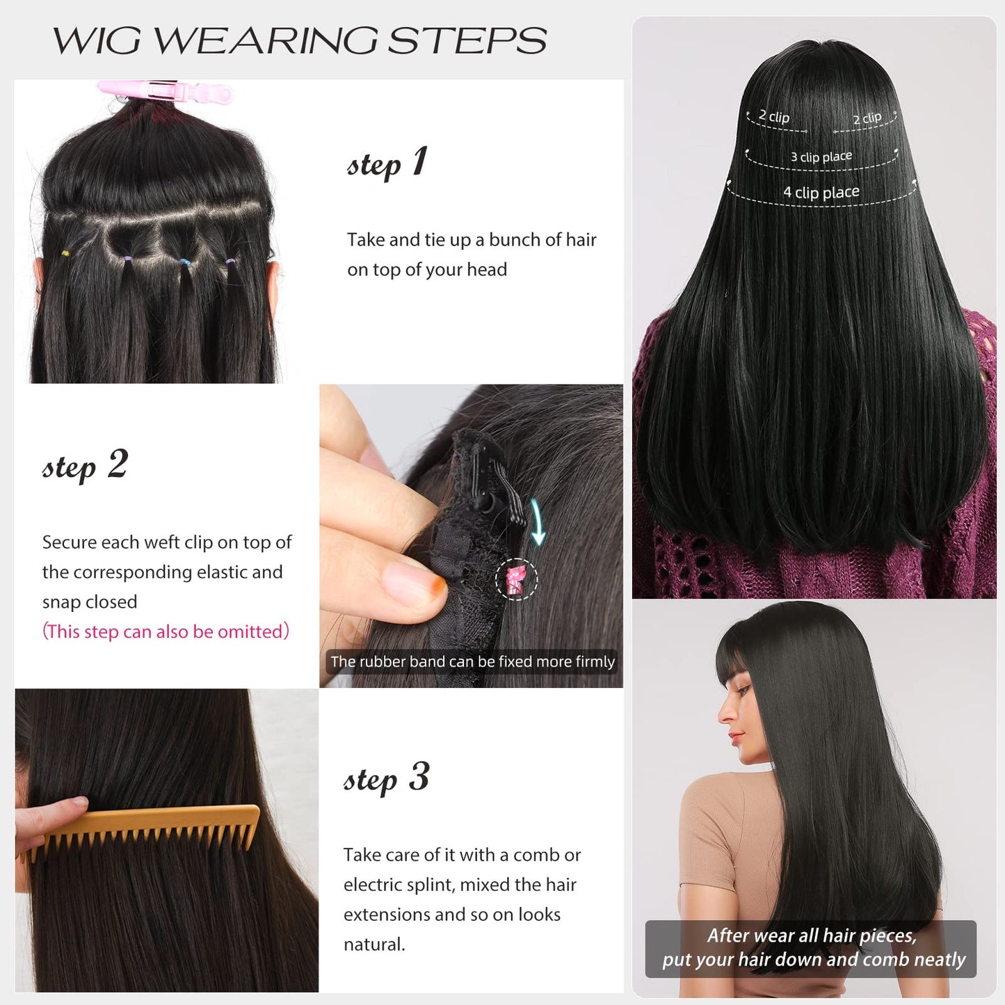 Tangle free silky soft straight hairpieces imported from USA