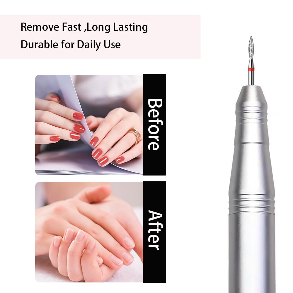 Close up view of flame shaped diamond nail drill bits