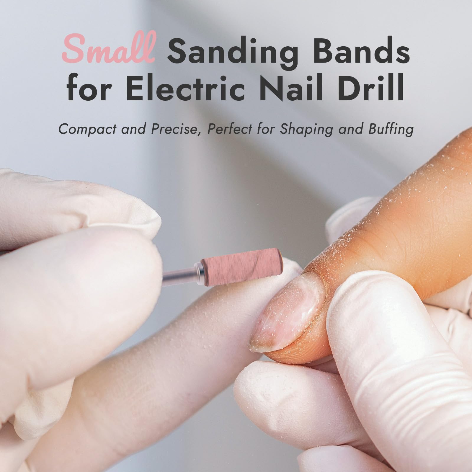 Close up of Finea fine grit nail drill sanding bands