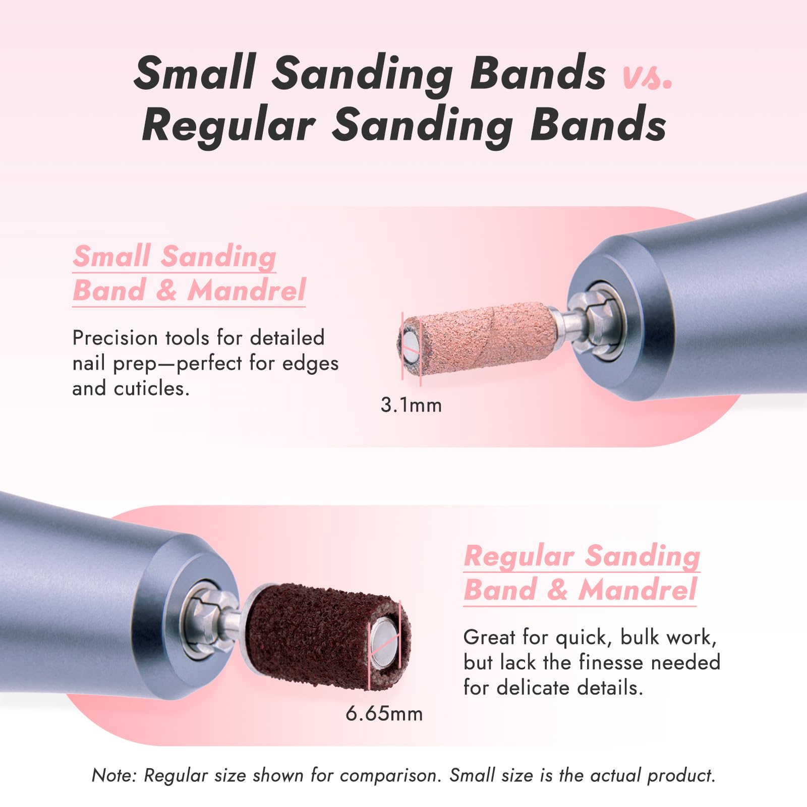 Light pink 180 grit sanding bands for acrylic nail filing