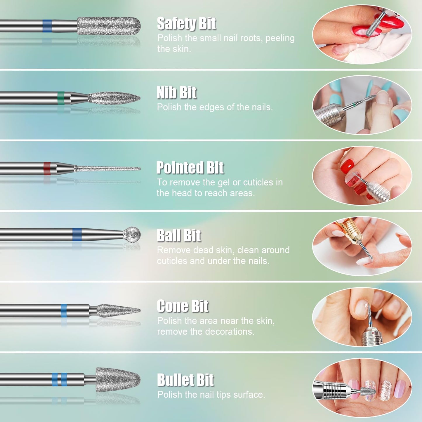 Rolokit nail drill bit set with professional cleaning brush