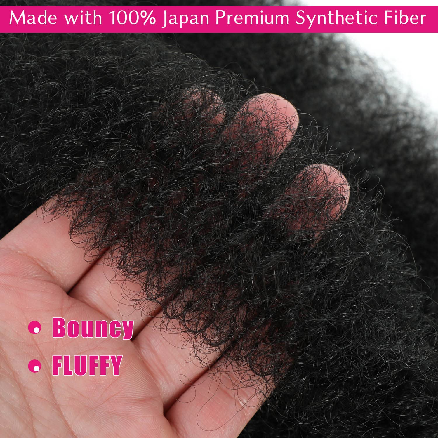 Kinky texture details of low temperature synthetic crochet hair extensions