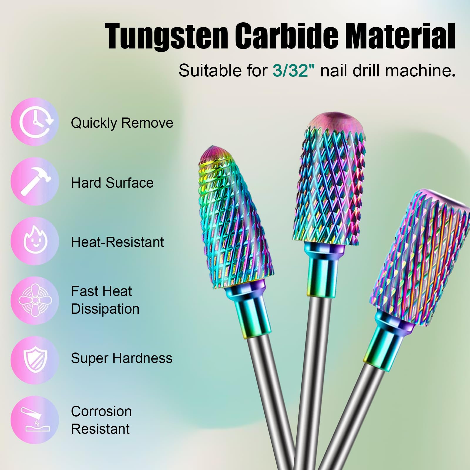 Variety of diamond and ceramic drill bits for cuticle removal