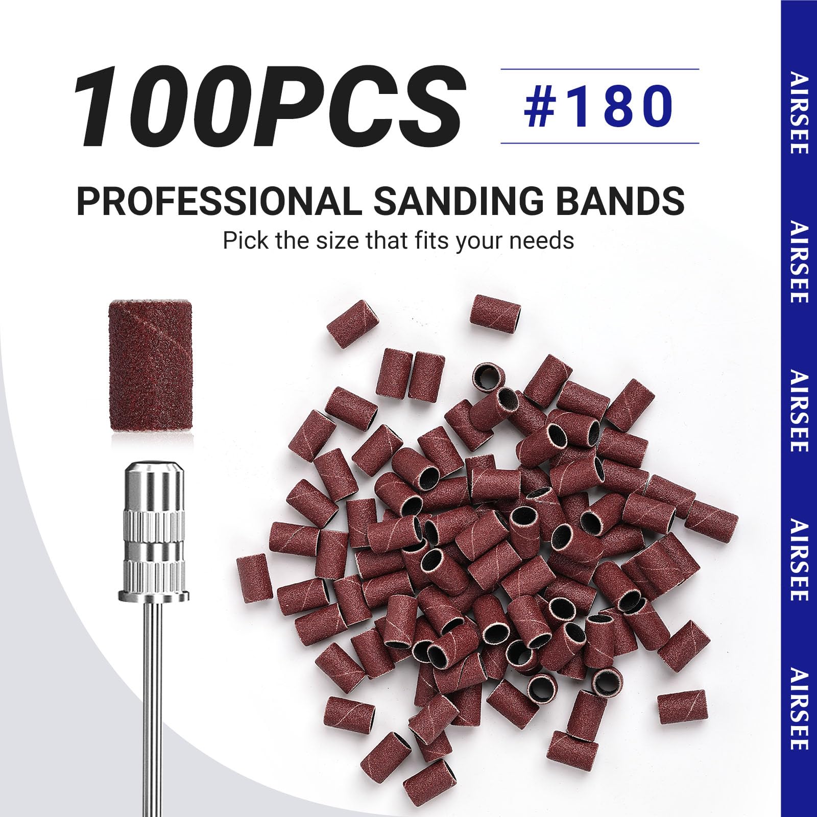 Airsee sanding bands package contents and mandrel drill bit