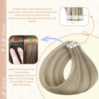 Side profile of Fshine tape in hair extensions demonstrating the ultra thin profile
