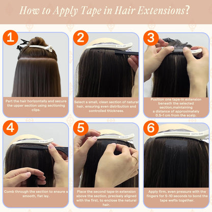 Full length view of the 20 piece 50 gram Fshine hair extension pack layout