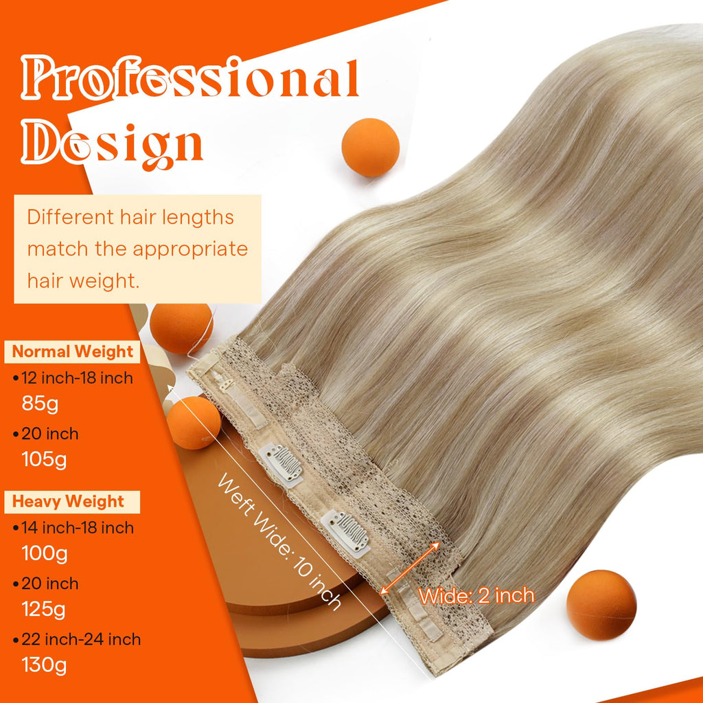 Sunny Hair real human hair fish line extension invisible wire layout.
