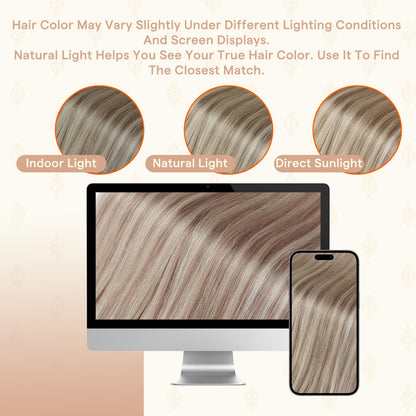 Fshine hair extensions display showing natural cuticle alignment and healthy shine