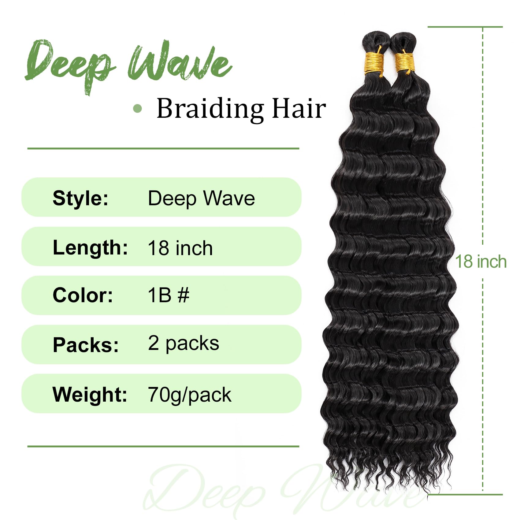 Close up of 18 inch deep wave synthetic hair bundle texture