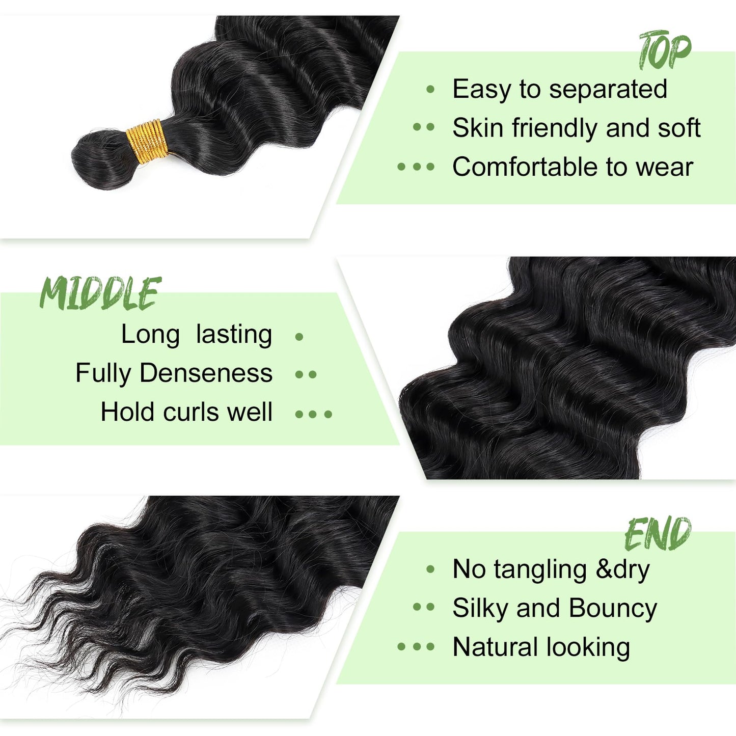 Easy to separate ocean wave braiding bundles for protective hairstyles