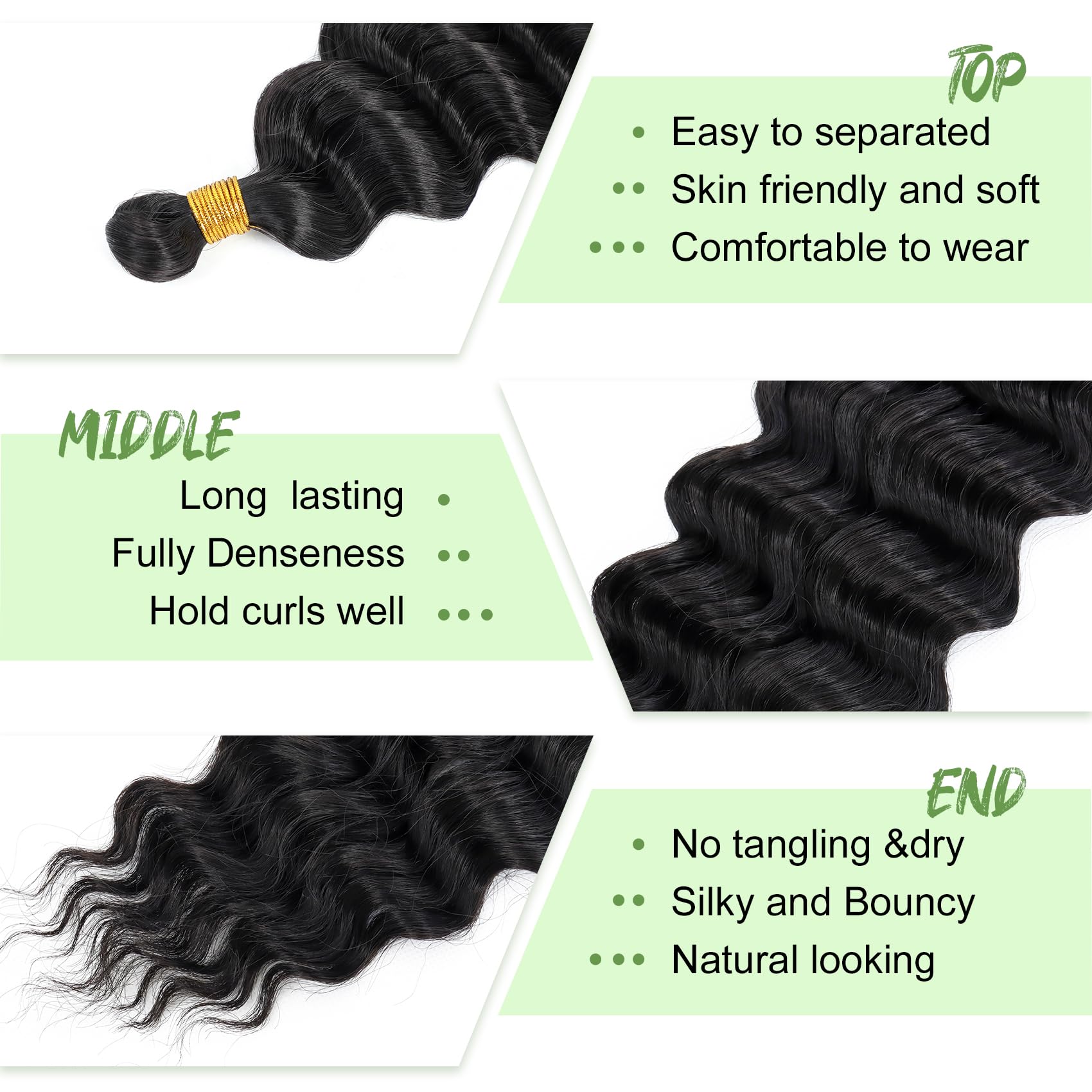 Easy to separate ocean wave braiding bundles for protective hairstyles