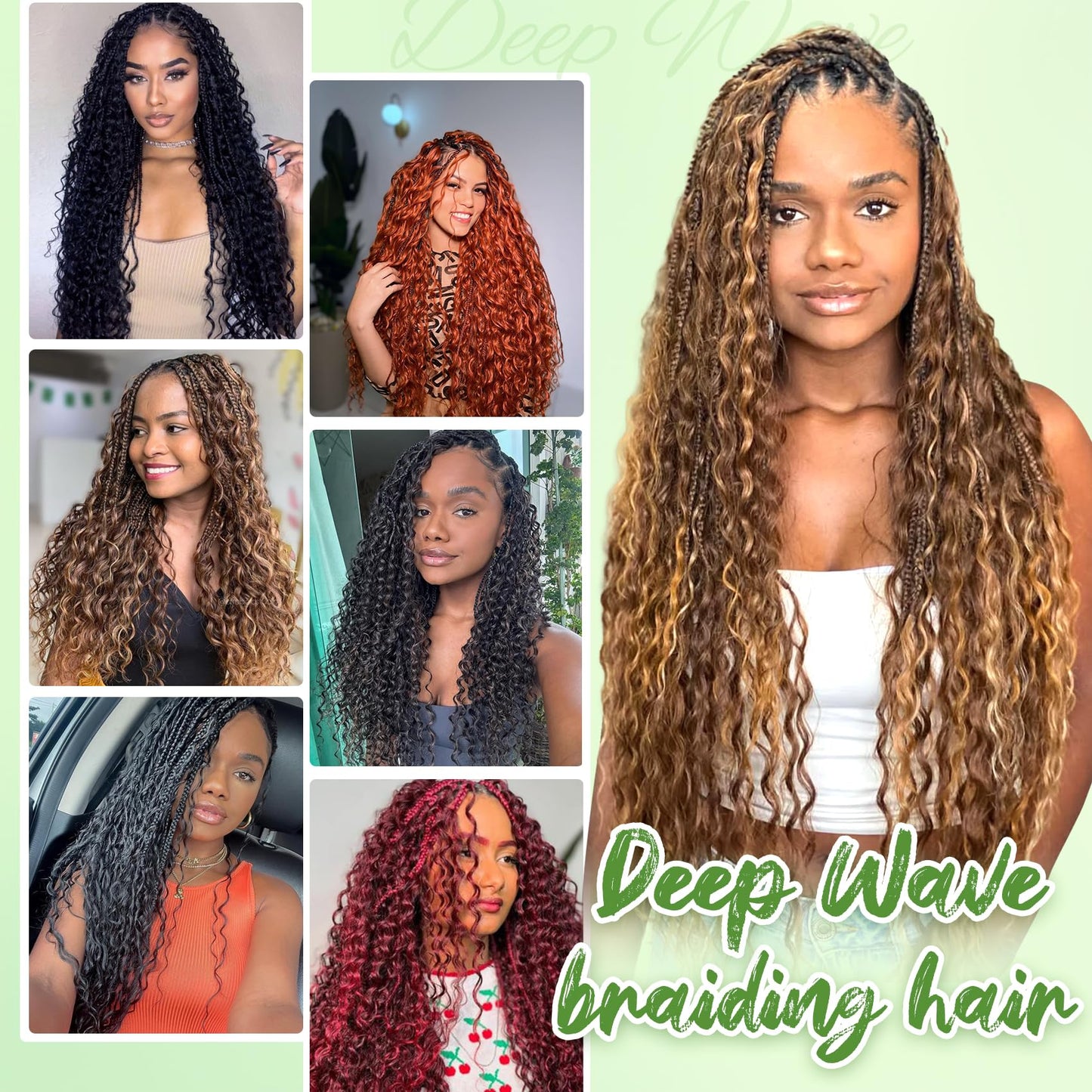 Two packs of Eerya ocean wave crochet hair displayed flat