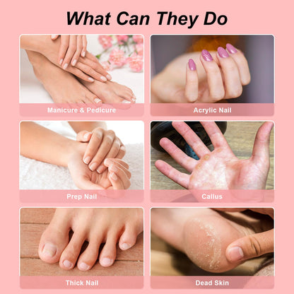 Professional manicure setup featuring Rolybag sanding bands