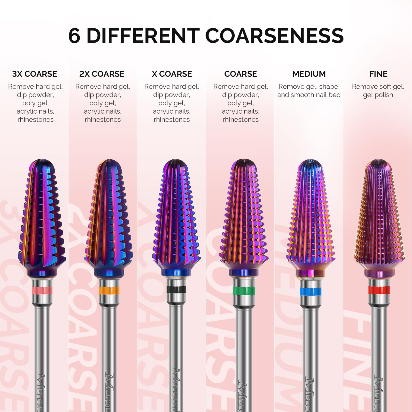 Side profile of the purple coated professional salon nail drill bit by MelodySusie